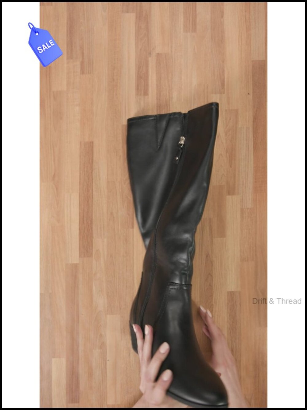 Wide Calf Knee High Riding Boot Faux Leather Block Heel - Picture 6 of 6